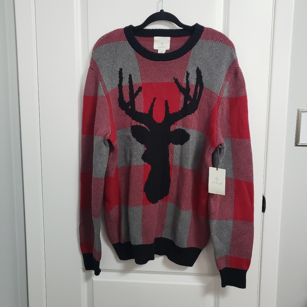 ASPEN Plaid Reindeer Sweater